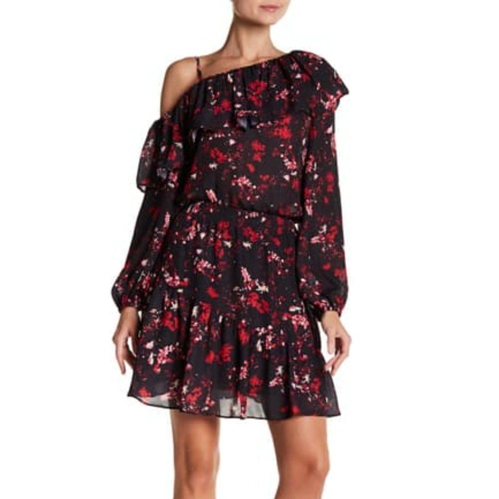 Parker asymmetrical Sleeve Dress Floral Mini S